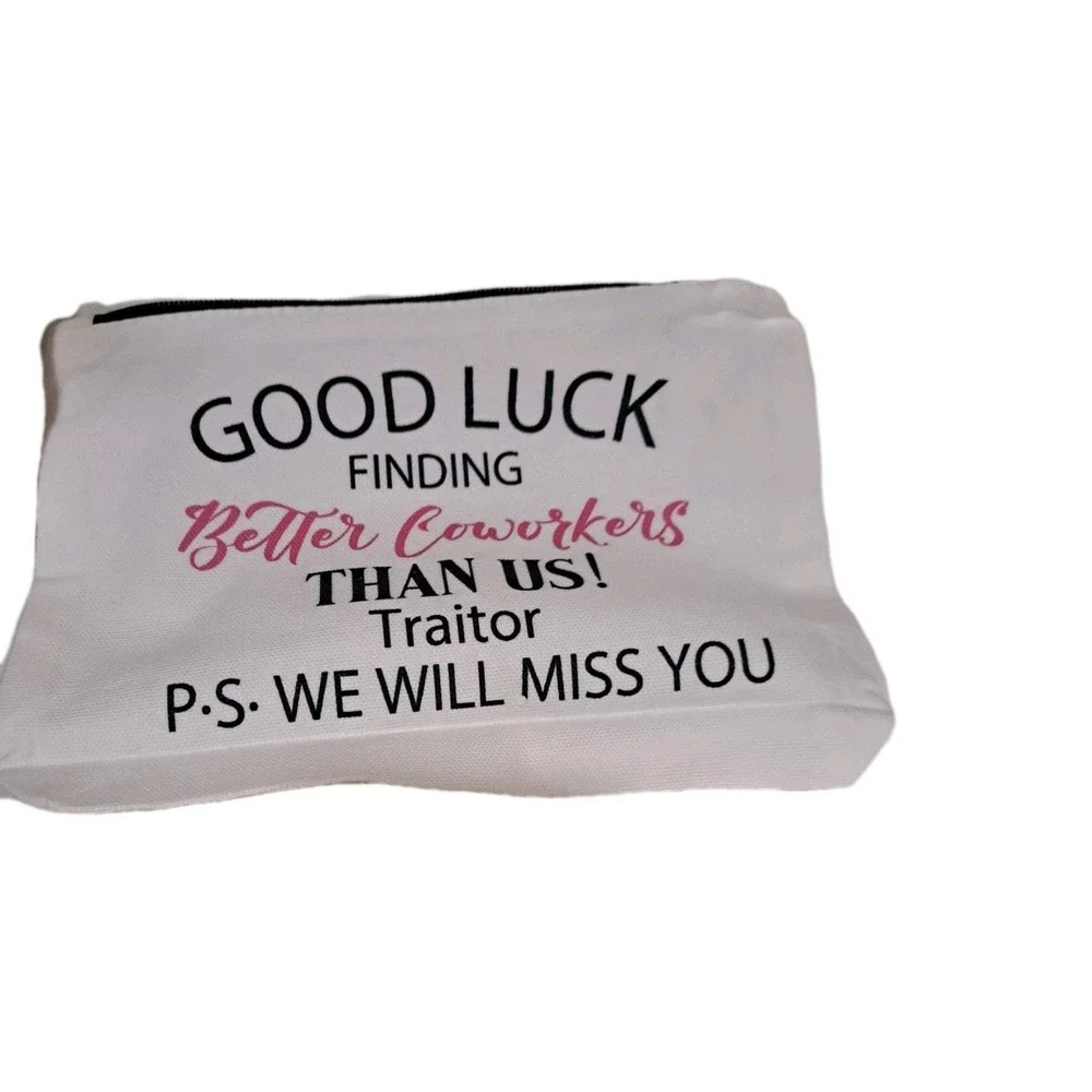 Womens Cosmetic Bag CoWorker‎ Farewell Good Luck Canvas Novelty New